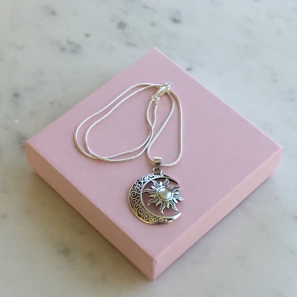 Sterling Silver Moon & Sun Necklace - Picture 5 of 16